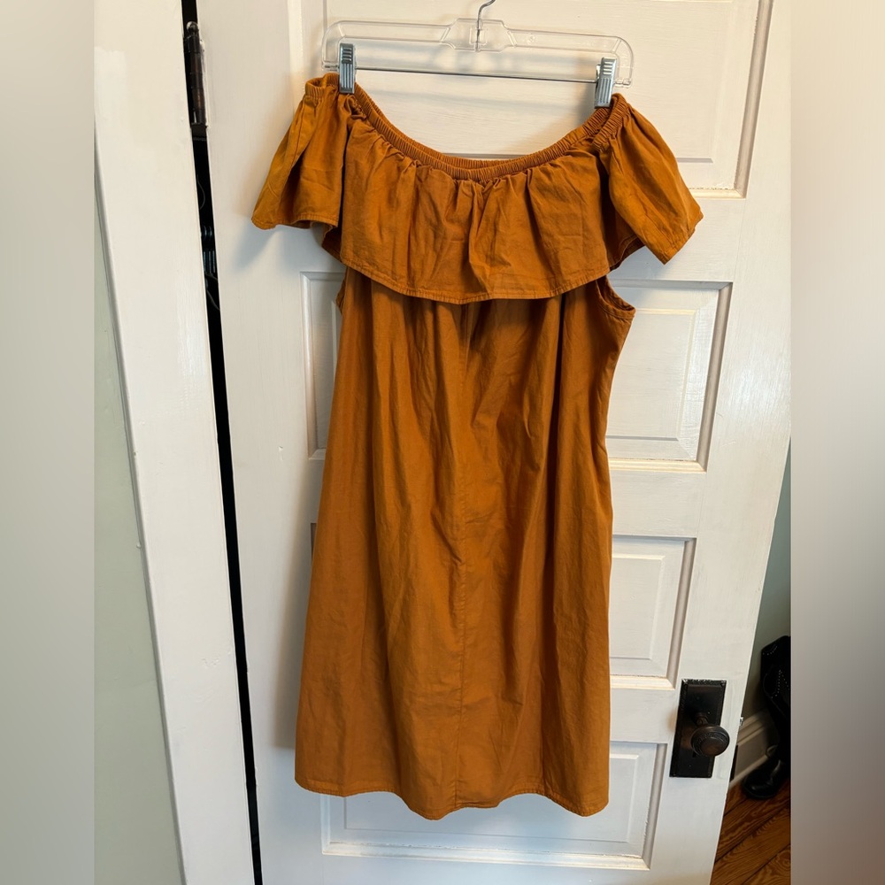NWT SPEED CONTROL OFF THE SHOULDER DRESS. SUGAR ALMOND COLOR. PLUS SZ XXXL - Picture 2 of 12